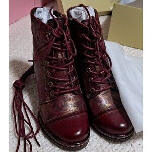 Spring Step L'Artiste Leather Lace-Up Boots - Fallinluv Bordeaux 35/M New